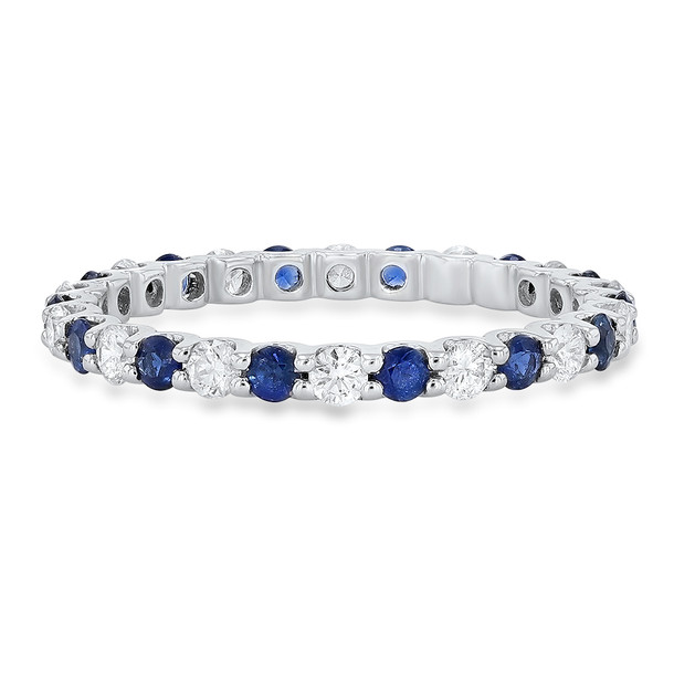 Alternating Sapphire and Diamond Eternity Band