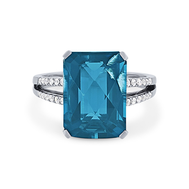 London Blue Topaz and Diamond Ring
