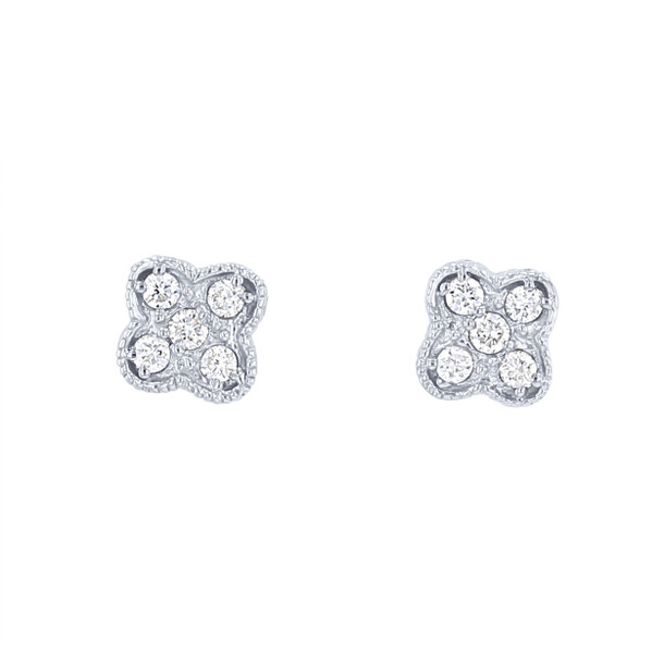 Diamond Clover Stud Earrings
