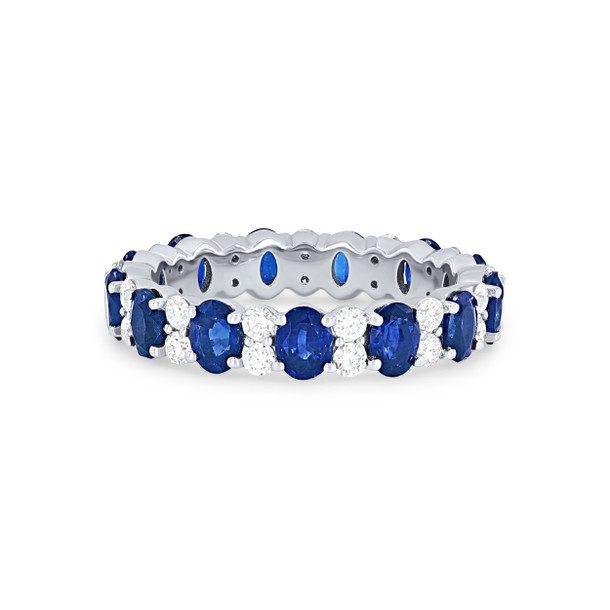 Alternating Oval Sapphire and Diamond Eternity Band