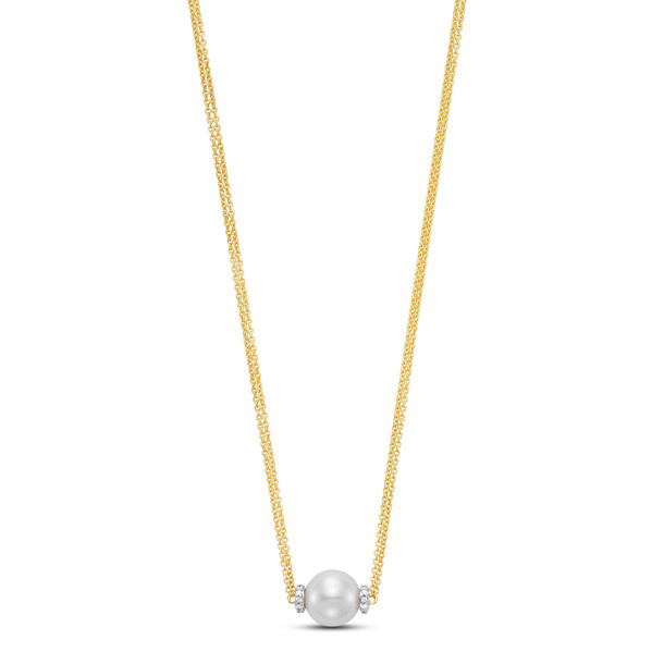 Floating Freshwater Pearl and Diamond Pendant