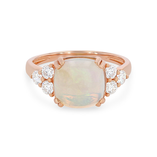 Opal and Diamond Cluster Ring