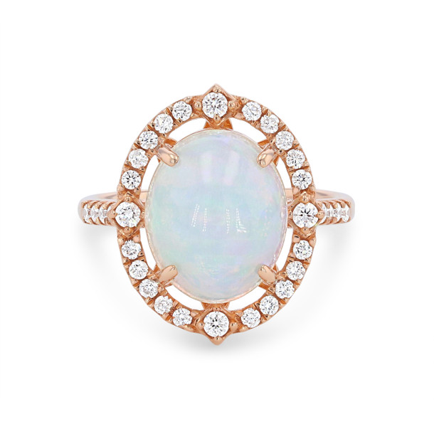 Opal and Diamond Oval Vintage Halo Ring