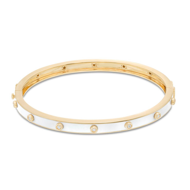 Michael M. Chroma White Enamel Bezel Bangle Bracelet