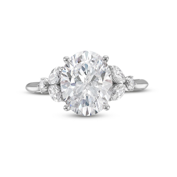 Floral Marquise and Round Diamond Engagement Setting
