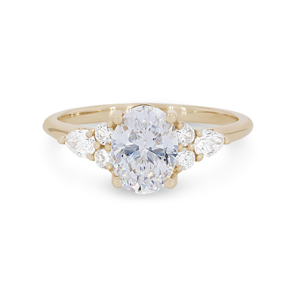 Pear and Round Diamond Engagement Setting