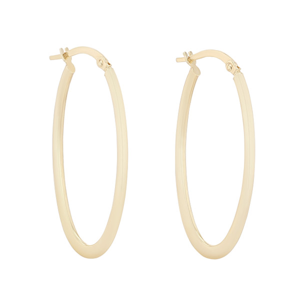 Gold Oval Shape Hoop Earrings
