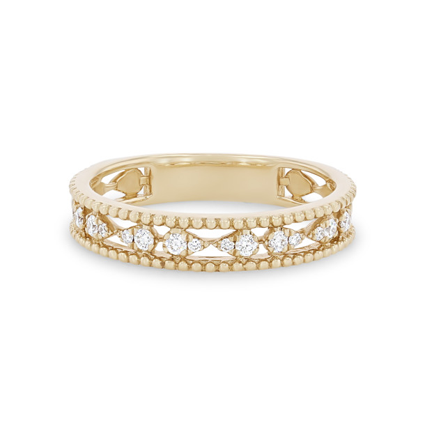 Uneek Beaded Illusion Pear Shape Wedding Band