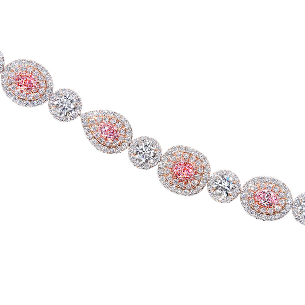 Pink Diamond and Round Brilliant Diamond Bracelet
