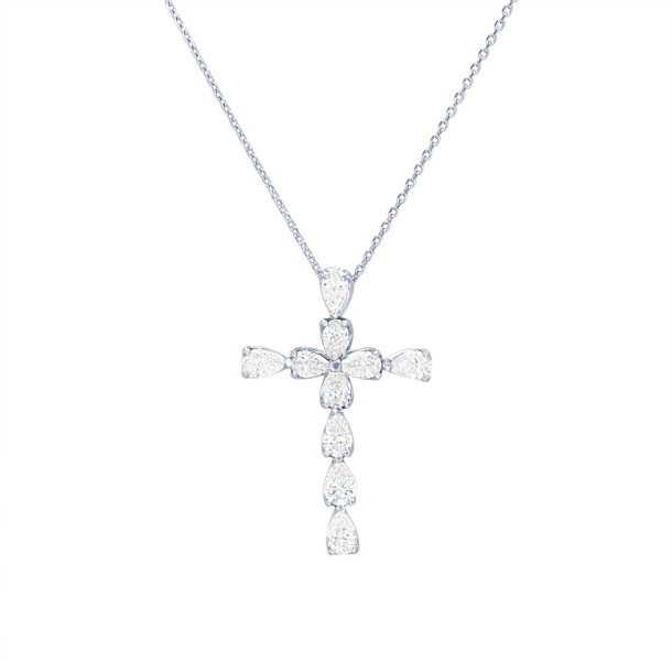 Pear Shape Diamond Cross Pendant