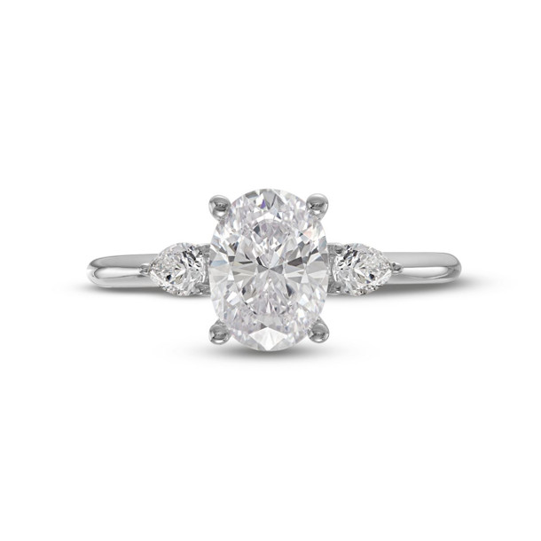 Petite Three Stone Pear Diamond Engagement Setting