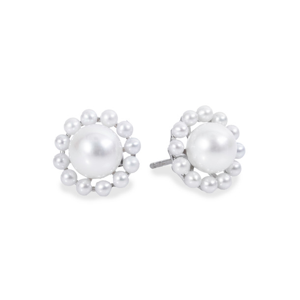 Pearl Halo Stud Earrings