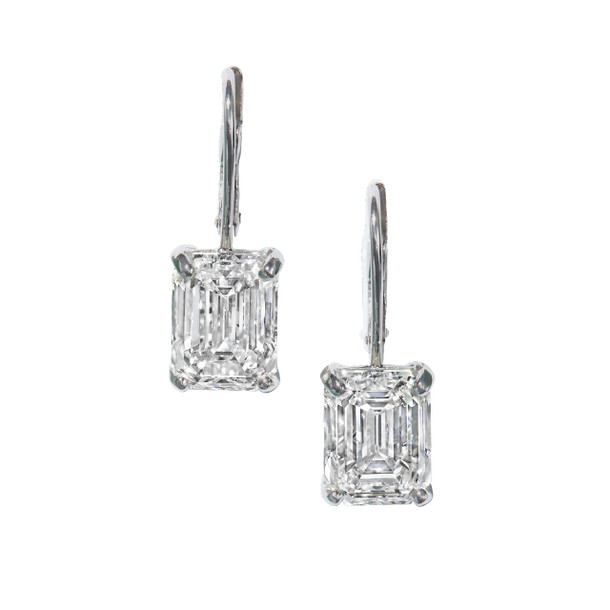Emerald Cut Diamond Drop Earrings