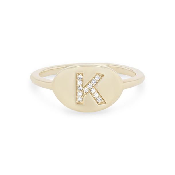 Diamond Initial Signet Ring