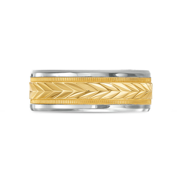 Chevron Milgrain 8mm Wedding Band