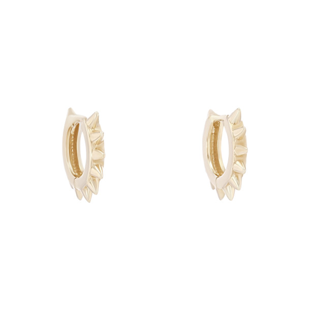 Gold Spike Huggie Hoop Earrings