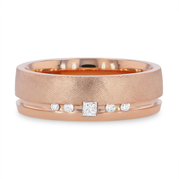 Matte Princess and Round Diamond 6mm Wedding Band