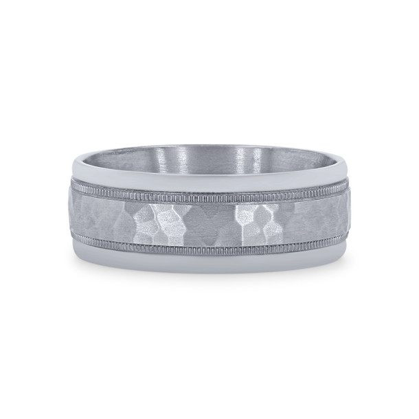 Hammered Milgrain 8mm Wedding Band