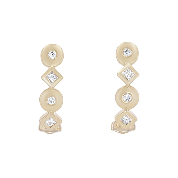 Michael M. Mixed Shape Bezel Huggie Earrings