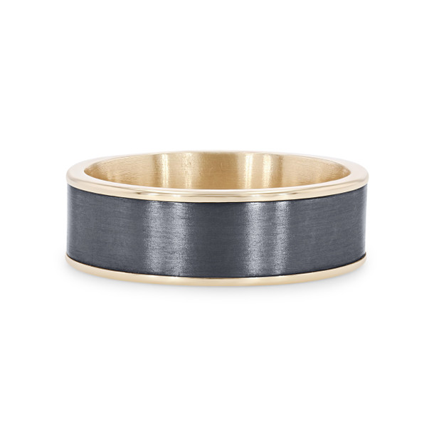 Tantalum and 14k Gold Edge 7.5mm Wedding Band