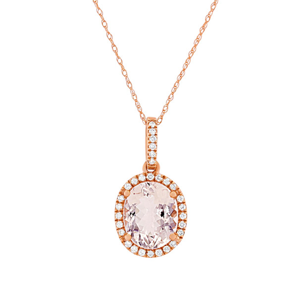 Morganite and Diamond Halo Pendant