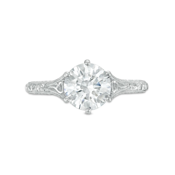 Solitaire Six Prong Engraved Engagement Setting by C. Gonshor