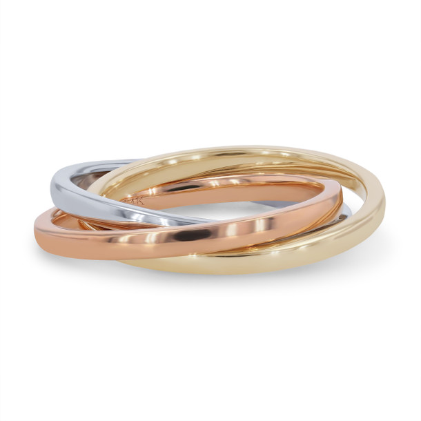 Tri Tone Rolling 2mm Wedding Band