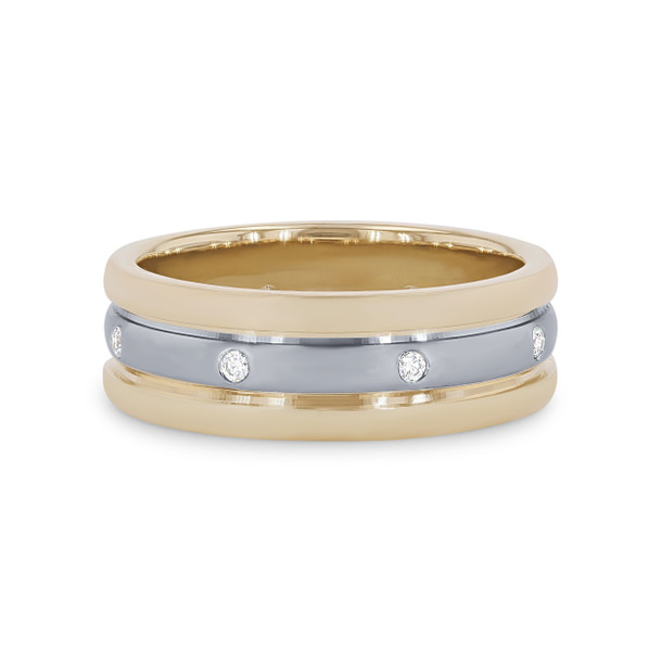 Three Row Diamond Inlay 6mm Eternity Band
