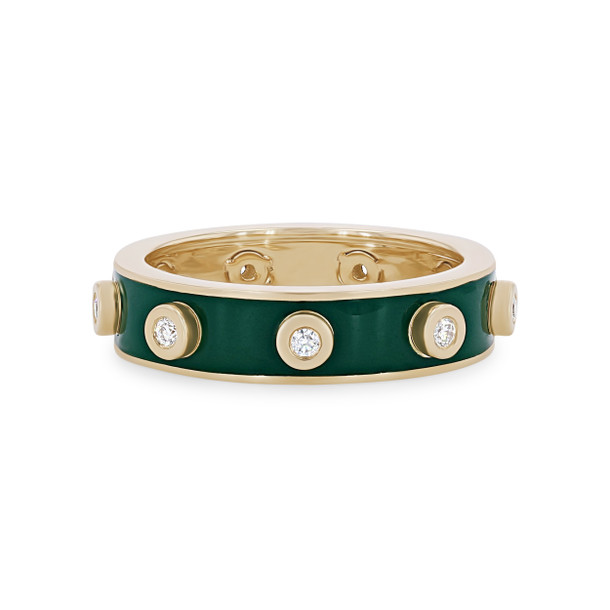 Michael M. Chroma Green Enamel Bezel Ring