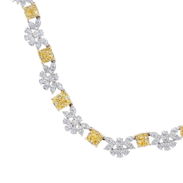 Fancy Yellow and White Diamond Riviera Necklace