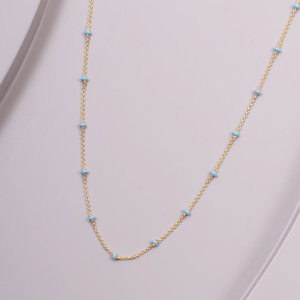 Blue Enamel Accent Station Necklace