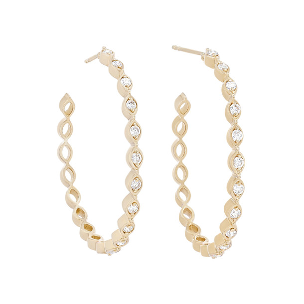 Marquise Frame Diamond Hoop Earrings