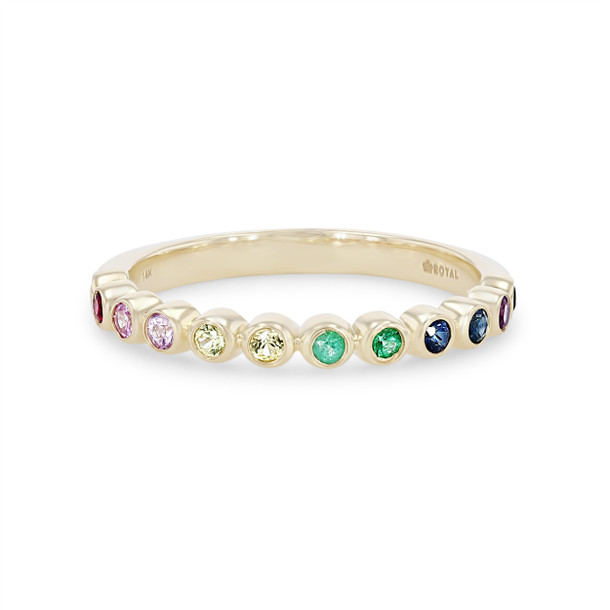 Rainbow Sapphire Bezel Band