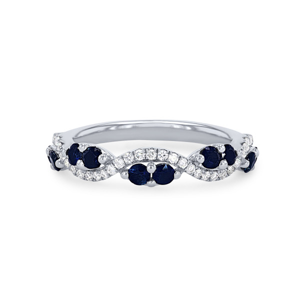Sapphire and Diamond Twist Wedding Band
