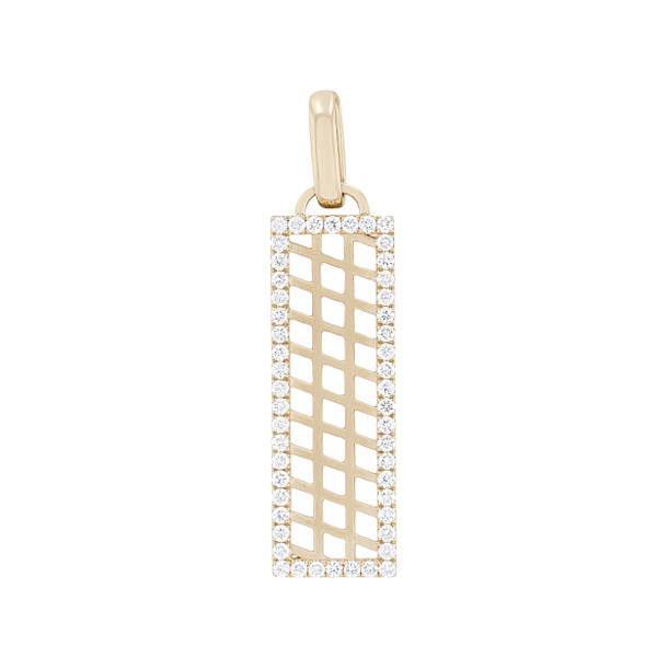 Diamond Border Vertical Bar Pendant