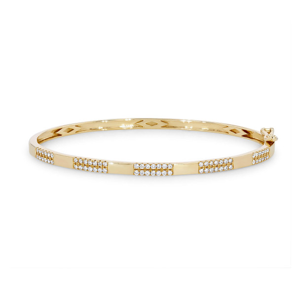 Pave Diamond Polished Bangle Bracelet