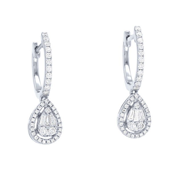 Mosaic Diamond Halo Drop Earrings