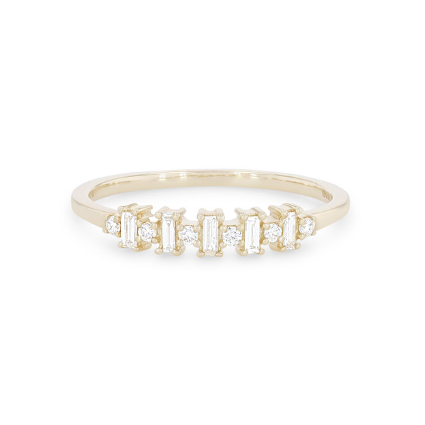 Alternating Vertical Baguette and Round Diamond Wedding Band