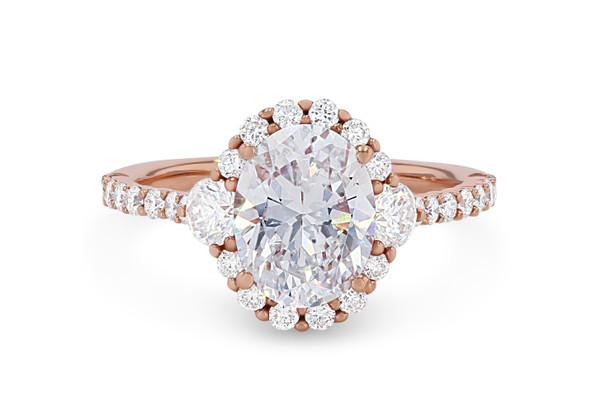 Three Stone Oval Halo Engagement Setting