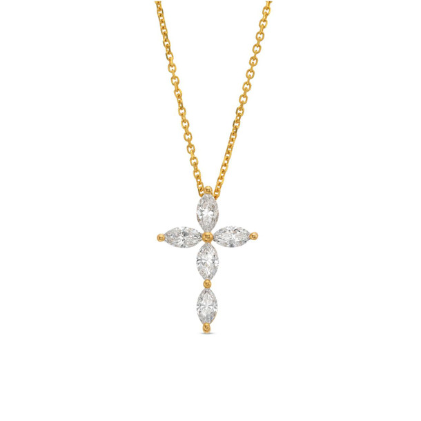 Marquise Shape Diamond Cross Pendant