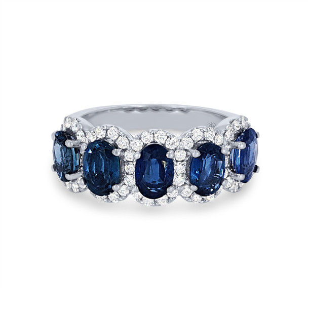 Oval Sapphire and Diamond Halo Band