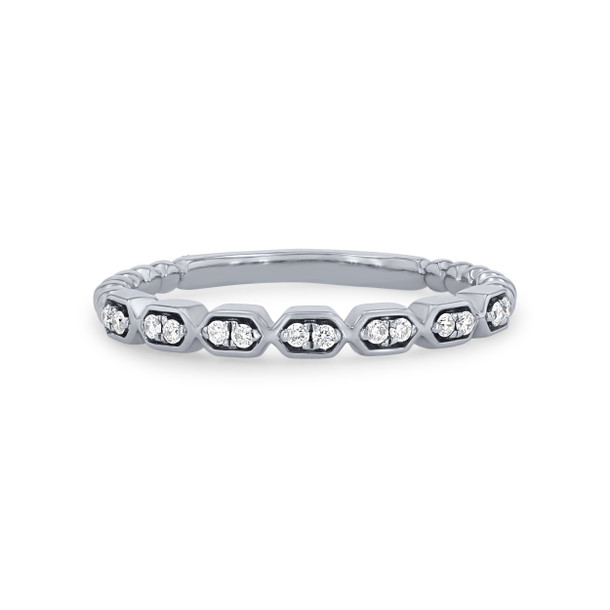 Geometric Beaded Diamond Wedding Band