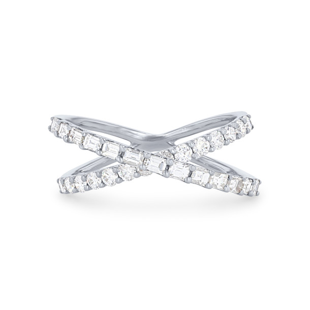 Mixed Diamond "X" Ring
