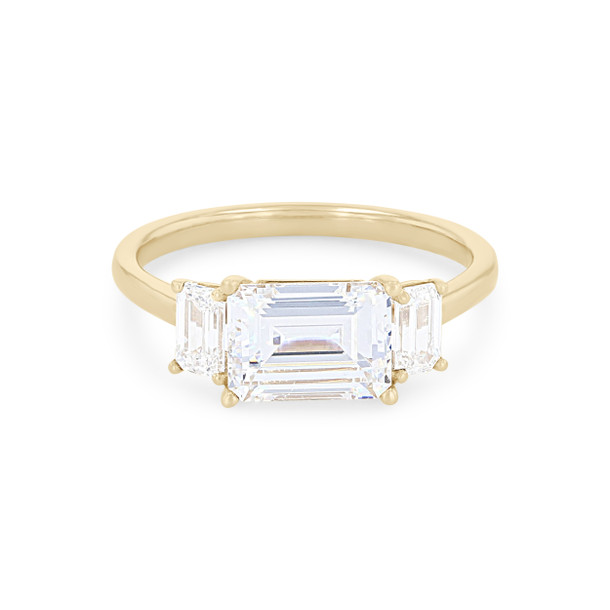 Modern Three Stone Emerald Diamond Engagement Setting