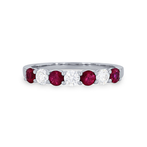 Alternating Ruby and Diamond Wedding Band