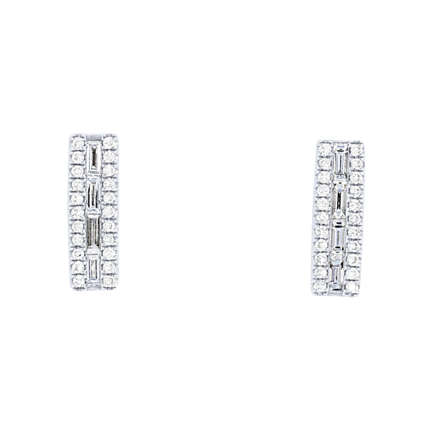 Mixed Diamond Bar Stud Earrings