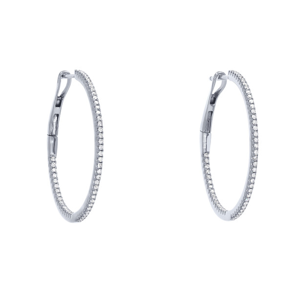 Thin Diamond Hoop Earrings