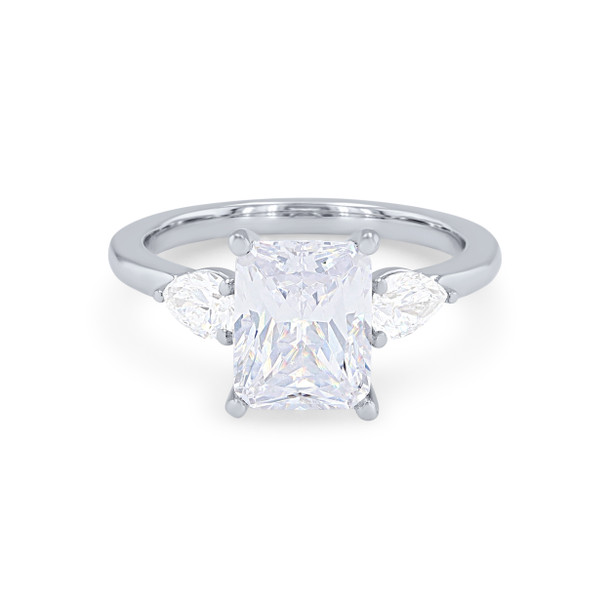 Three Stone Pear Diamond Four Prong Engagement Setting