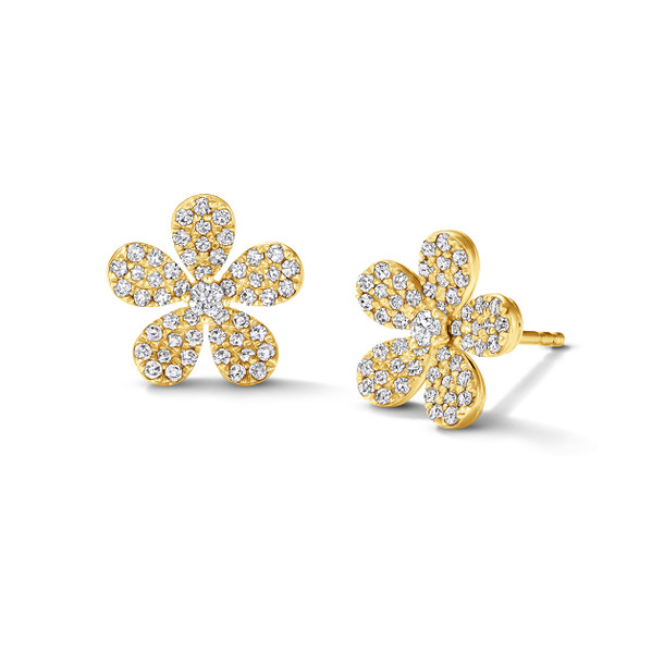 Floral Diamond Stud Earrings