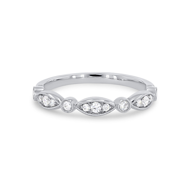 Sylvie Alternating Marquise Frame Milgrain Wedding Band